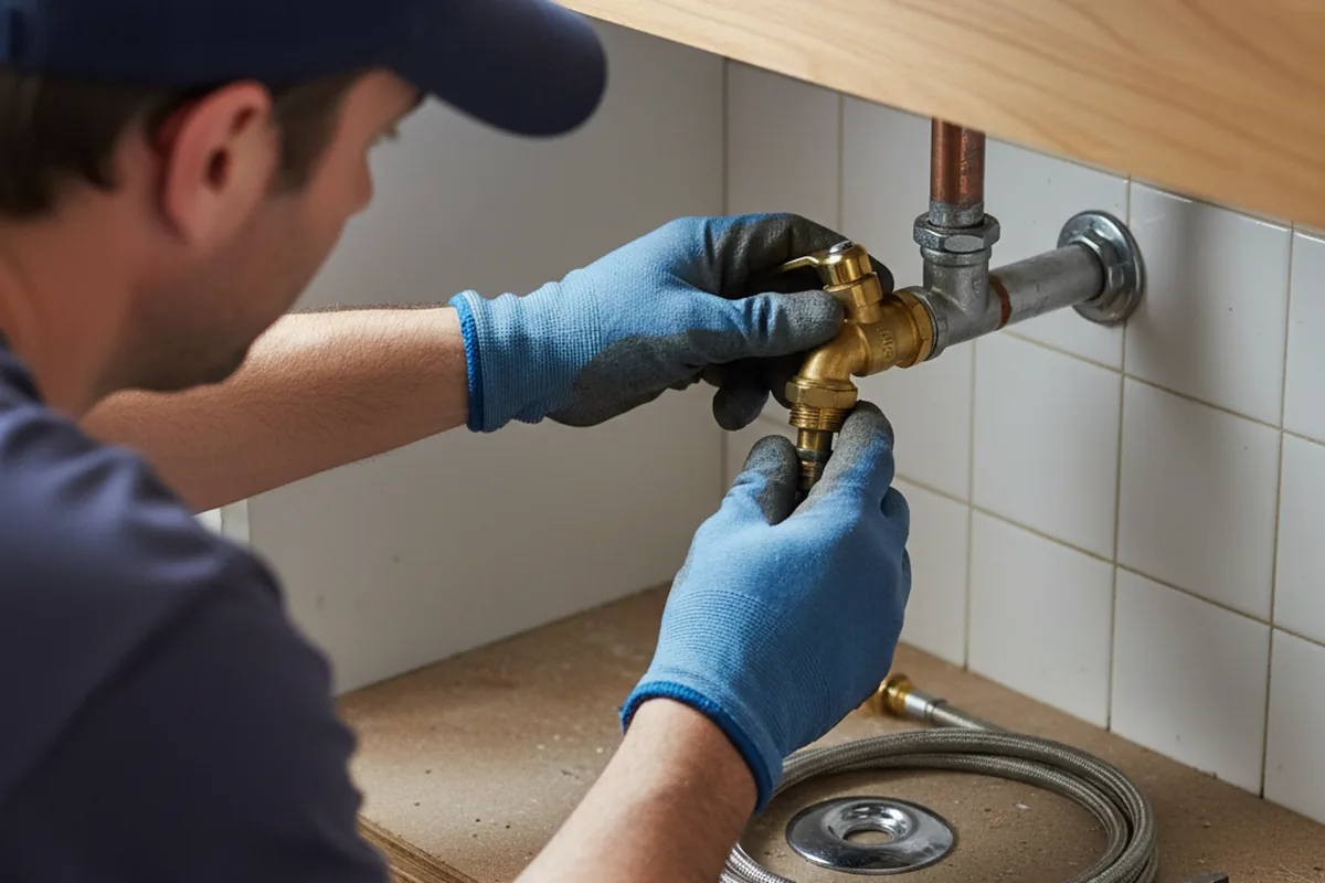 Shutoff valve and fitting work during Burst Pipe Repair in Huntington